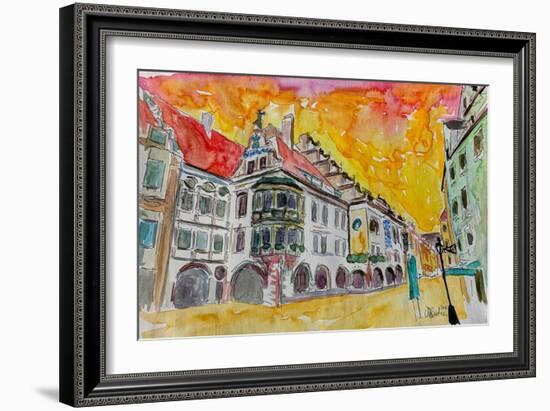 Munich Hofbrauhaus Sunset Am Platzl-Markus Bleichner-Framed Art Print