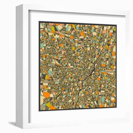 Munich Map-Jazzberry Blue-Framed Art Print