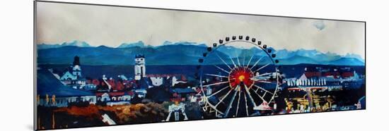 Munich Oktoberfest Panorama with Alps and Giant Wheel-Markus Bleichner-Mounted Art Print