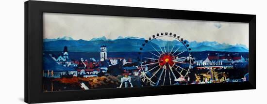 Munich Oktoberfest Panorama with Alps and Giant Wheel-Markus Bleichner-Framed Art Print