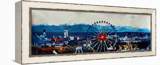 Munich Oktoberfest Panorama with Alps and Giant Wheel-Markus Bleichner-Framed Stretched Canvas