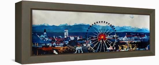 Munich Oktoberfest Panorama with Alps and Giant Wheel-Markus Bleichner-Framed Stretched Canvas