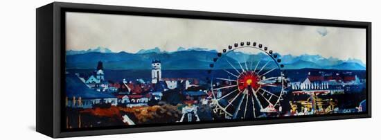 Munich Oktoberfest Panorama with Alps and Giant Wheel-Markus Bleichner-Framed Stretched Canvas