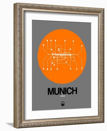 Munich Orange Subway Map-NaxArt-Framed Art Print