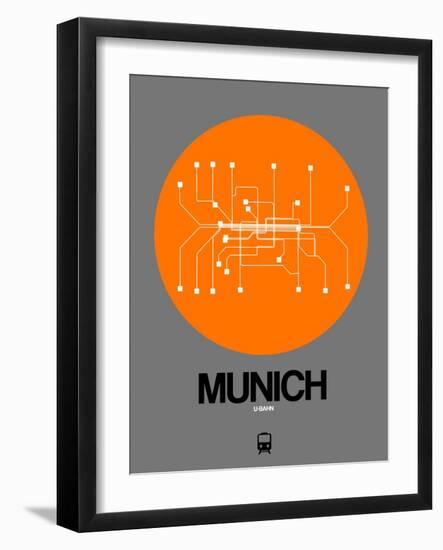 Munich Orange Subway Map-NaxArt-Framed Art Print