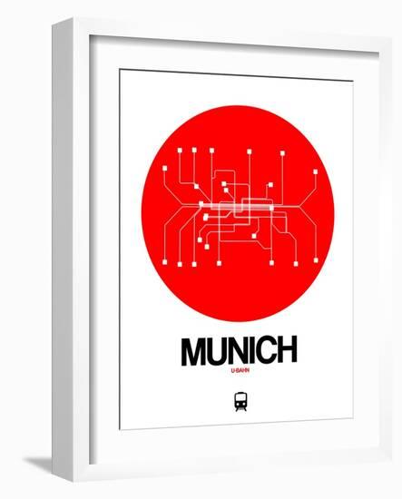 Munich Red Subway Map-NaxArt-Framed Art Print