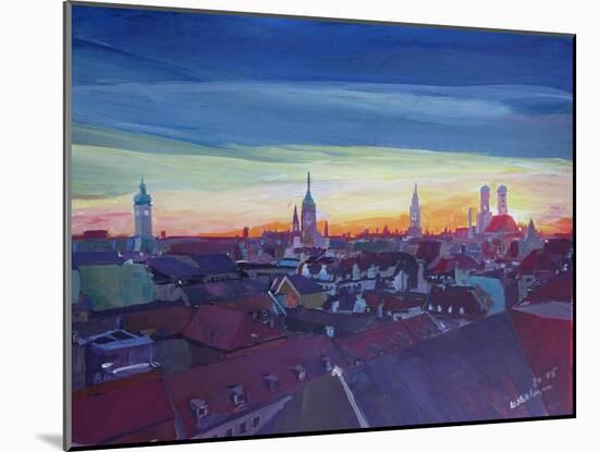 Munich Rooftop View At Sunset-Markus Bleichner-Mounted Art Print
