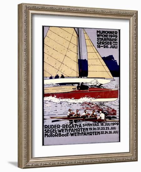 Munich Rowing Regatta Poster, Germany-null-Framed Art Print