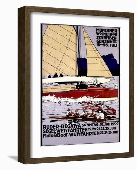 Munich Rowing Regatta Poster, Germany-null-Framed Art Print