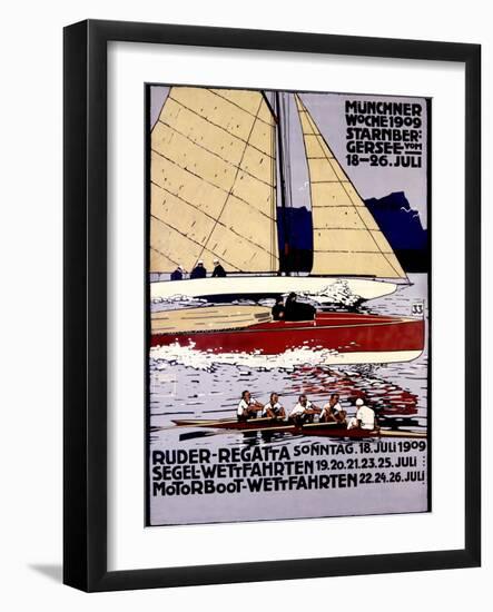 Munich Rowing Regatta Poster, Germany-null-Framed Art Print