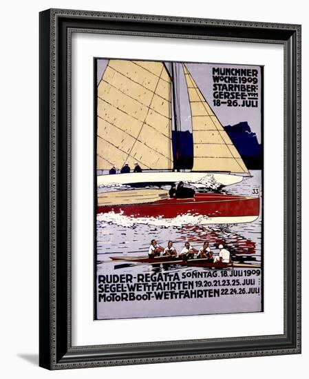 Munich Rowing Regatta Poster, Germany-null-Framed Art Print