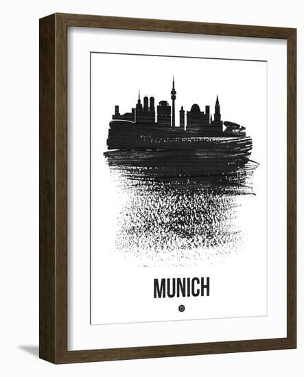 Munich Skyline Brush Stroke - Black-NaxArt-Framed Art Print