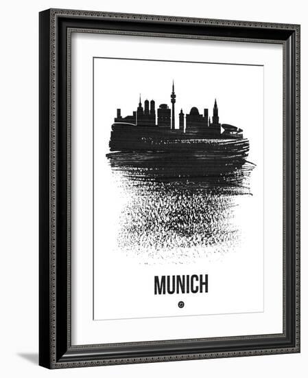 Munich Skyline Brush Stroke - Black-NaxArt-Framed Art Print