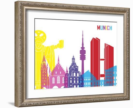 Munich Skyline Pop-paulrommer-Framed Art Print