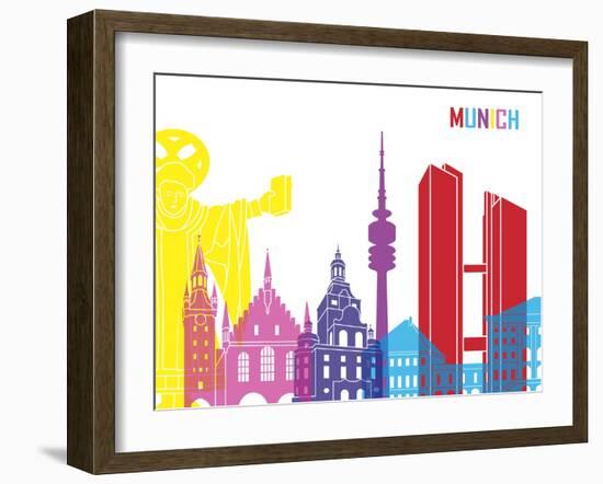 Munich Skyline Pop-paulrommer-Framed Art Print