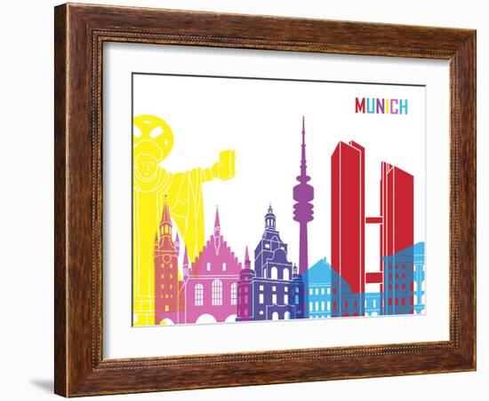 Munich Skyline Pop-paulrommer-Framed Art Print