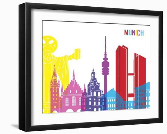 Munich Skyline Pop-paulrommer-Framed Art Print
