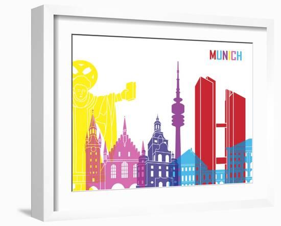 Munich Skyline Pop-paulrommer-Framed Art Print