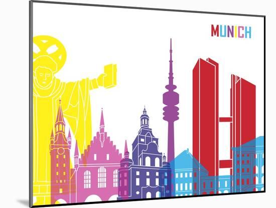 Munich Skyline Pop-paulrommer-Mounted Art Print