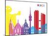 Munich Skyline Pop-paulrommer-Mounted Art Print