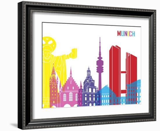 Munich Skyline Pop-paulrommer-Framed Art Print