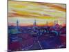 Munich Skyline with Burning Sky at Sunset-Markus Bleichner-Mounted Art Print