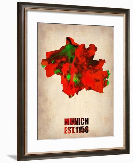Munich Watercolor Map-NaxArt-Framed Art Print