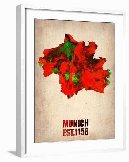 Munich Watercolor Map-NaxArt-Framed Art Print