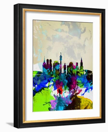 Munich Watercolor Skyline-NaxArt-Framed Art Print