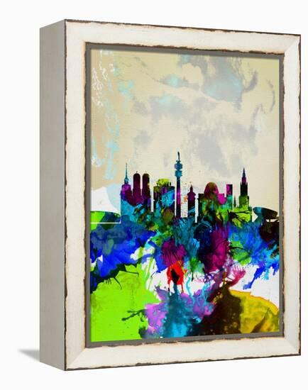 Munich Watercolor Skyline-NaxArt-Framed Stretched Canvas