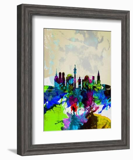 Munich Watercolor Skyline-NaxArt-Framed Art Print