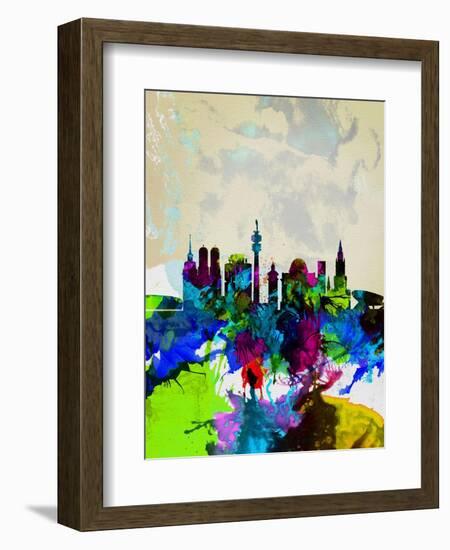 Munich Watercolor Skyline-NaxArt-Framed Art Print