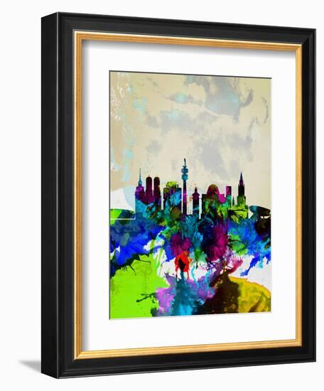 Munich Watercolor Skyline-NaxArt-Framed Art Print