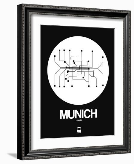 Munich White Subway Map-NaxArt-Framed Art Print