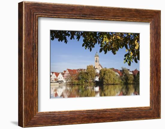 Municipal Church of Stadtkirche St. Laurentius, Nurtingen, Neckar River-Marcus Lange-Framed Photographic Print