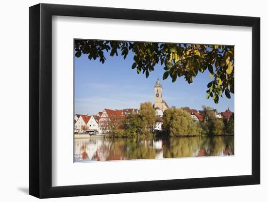 Municipal Church of Stadtkirche St. Laurentius, Nurtingen, Neckar River-Marcus Lange-Framed Photographic Print