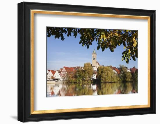 Municipal Church of Stadtkirche St. Laurentius, Nurtingen, Neckar River-Marcus Lange-Framed Photographic Print