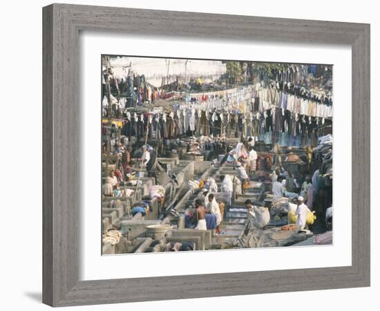 Municipal Laundry, Mahalaxmi Dhobi Ghat, Mumbai (Bombay), India-Tony Waltham-Framed Photographic Print