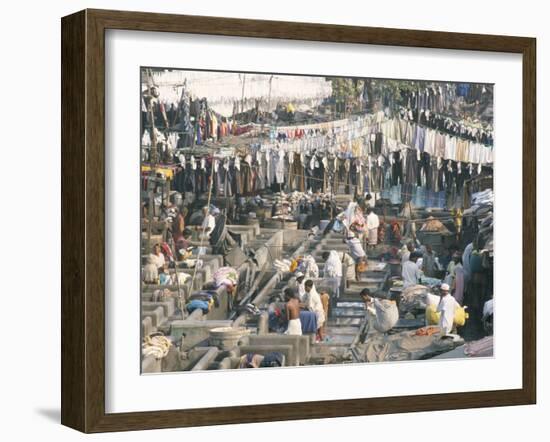 Municipal Laundry, Mahalaxmi Dhobi Ghat, Mumbai (Bombay), India-Tony Waltham-Framed Photographic Print