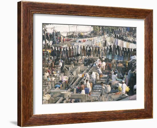 Municipal Laundry, Mahalaxmi Dhobi Ghat, Mumbai (Bombay), India-Tony Waltham-Framed Photographic Print