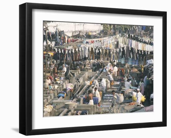 Municipal Laundry, Mahalaxmi Dhobi Ghat, Mumbai (Bombay), India-Tony Waltham-Framed Photographic Print