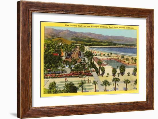 Municipal Swimming Pool, Santa Barbara, California-null-Framed Art Print