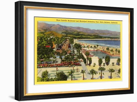 Municipal Swimming Pool, Santa Barbara, California-null-Framed Art Print