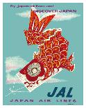 Discover Japan - Fly Japan Air Lines (JAL), Vintage Airline Travel Poster, 1960s-Murakoshi-Framed Stretched Canvas