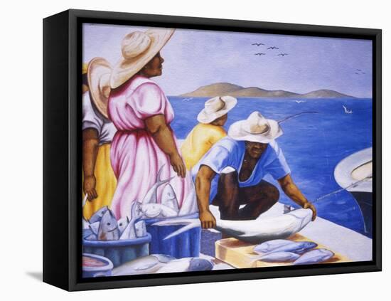 Mural at Public Market, Marigot, St. Martin, Caribbean-Greg Johnston-Framed Premier Image Canvas