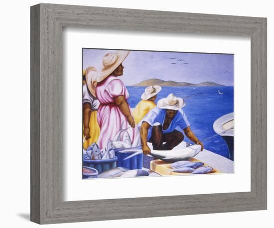 Mural at Public Market, Marigot, St. Martin, Caribbean-Greg Johnston-Framed Photographic Print