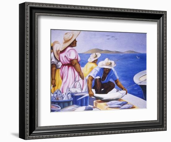 Mural at Public Market, Marigot, St. Martin, Caribbean-Greg Johnston-Framed Photographic Print