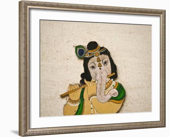 Mural Depicting Ganesha, a Hindu Deity, Inside City Palace, Udaipur, Rajasthan, India-Keren Su-Framed Photographic Print