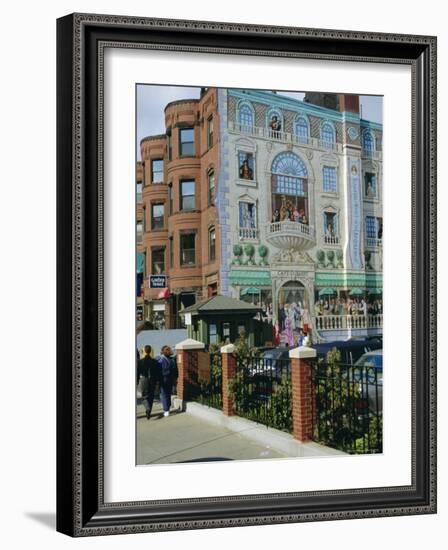 Mural of Famous Boston Characters, Newbury Street, Back Bay, Boston, Massachusetts, USA-Fraser Hall-Framed Photographic Print