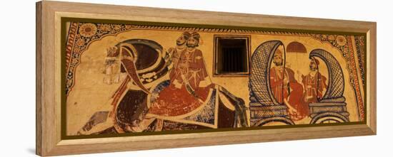 Mural on a Wall, Thakur Nawal Singh Haveli, Nawalgarh, Shekhawati, Rajasthan, India-null-Framed Premier Image Canvas